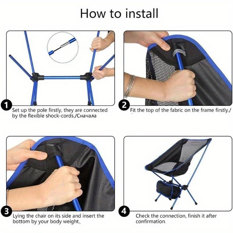 Портативный складной стул для кемпинга, компактный складной стул для походов, пляжный стул с сумкой для переноски для походов на свежем воздухе, рыбалки, пикника