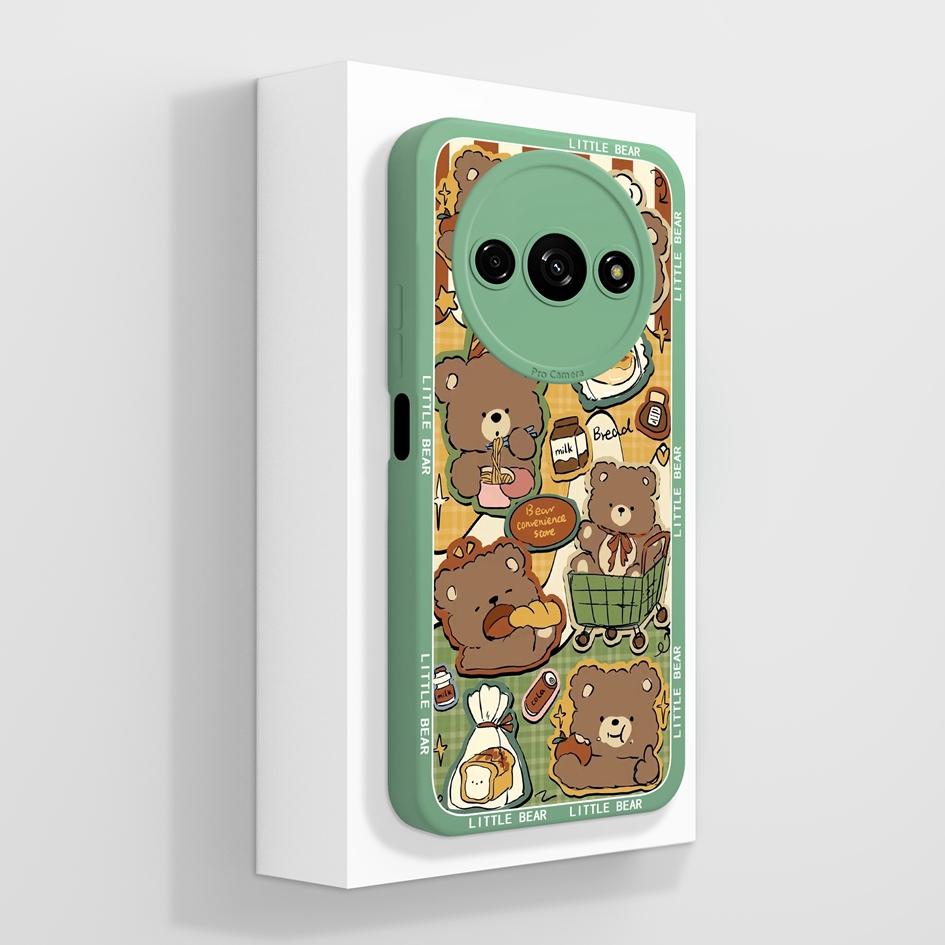 Милый клубничный и медвежий противоударный чехол из жидкого силикона для Redmi A1-A4