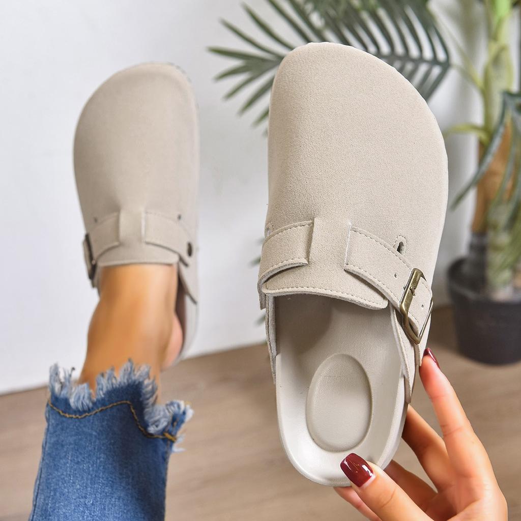 Женские шлепанцы с закрытым носком, летние, новые, на пробковой платформе, для женщин, повседневные шлепанцы, уличные плоские сандалии-слайды для женщин