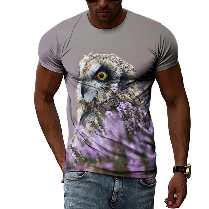 Летние мужские футболки с животными и птицами, модные повседневные футболки с короткими рукавами с 3D принтом, топ в стиле Харадзюку в стиле хип-хоп с круглым вырезом
