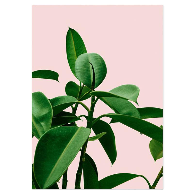 Минималистичная картина на холсте с принтом тропических листьев, плакат с изображением природы, зеленый, свежий, розовый, настенные художественные декоративные картины для гостиной