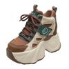 Fashion New Women Autumn Spring Chunky Sneakers Lace Up Platform Sports Shoes Woman Thick Bottom High Heels Female 10CM Wedges Sneakers