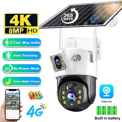 LS VISION 4G Sim-камера на солнечной батарее, 8MP, 4K, наружная маломощная видеокамера, ночное видение, двусторонняя аудиосвязь, PIR V380 Pro, CCTV, IP-камера с солнечной панелью