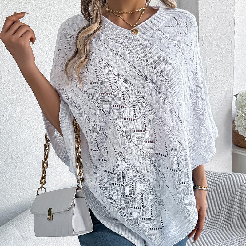 Women's Cable Knit Cape Sweater Oversized Open Front Poncho Coat Casual Solid Color