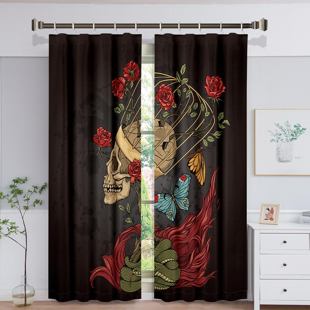 Готовые роскошные солнцезащитные шторы в виде черепа, тонкие шторы на окна для детей, спальни, гостиной, ванной комнаты, кухни, двери, зала, домашний декор, 2 шт.