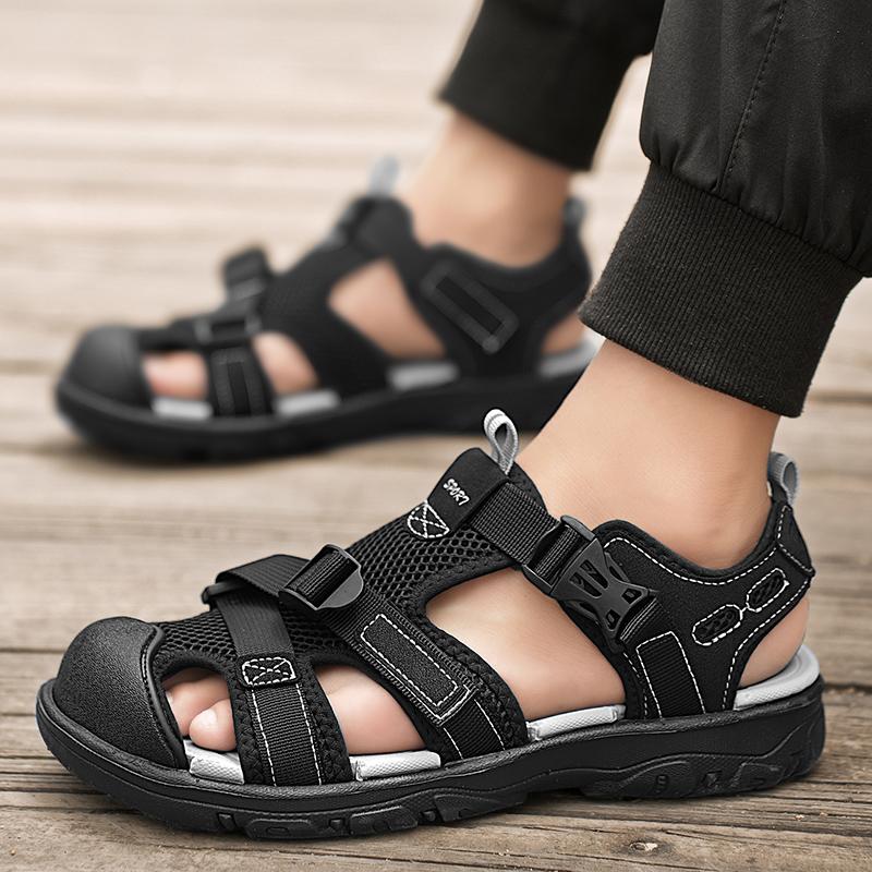 Summer Men Sandals Genuine Leather Mens Casual Shoes Outdoor Men Leather Sandals for Men Beach Shoes Roman Shoes Plus Size45