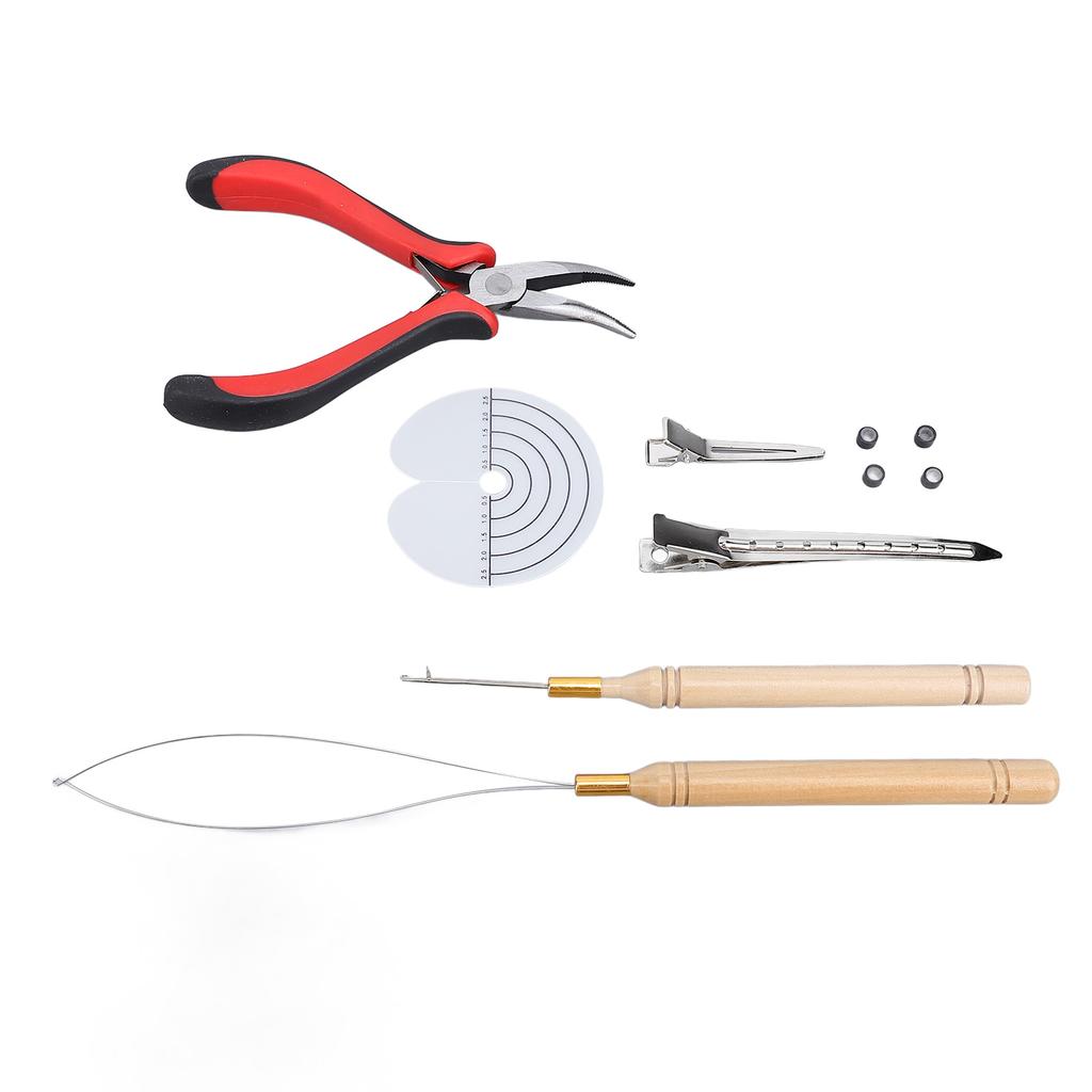 Набор инструментов для наращивания волос Силиконовые кольца Щипцы для волос Вытягивающие крючки Иглы Петли Нити Теплоизоляция