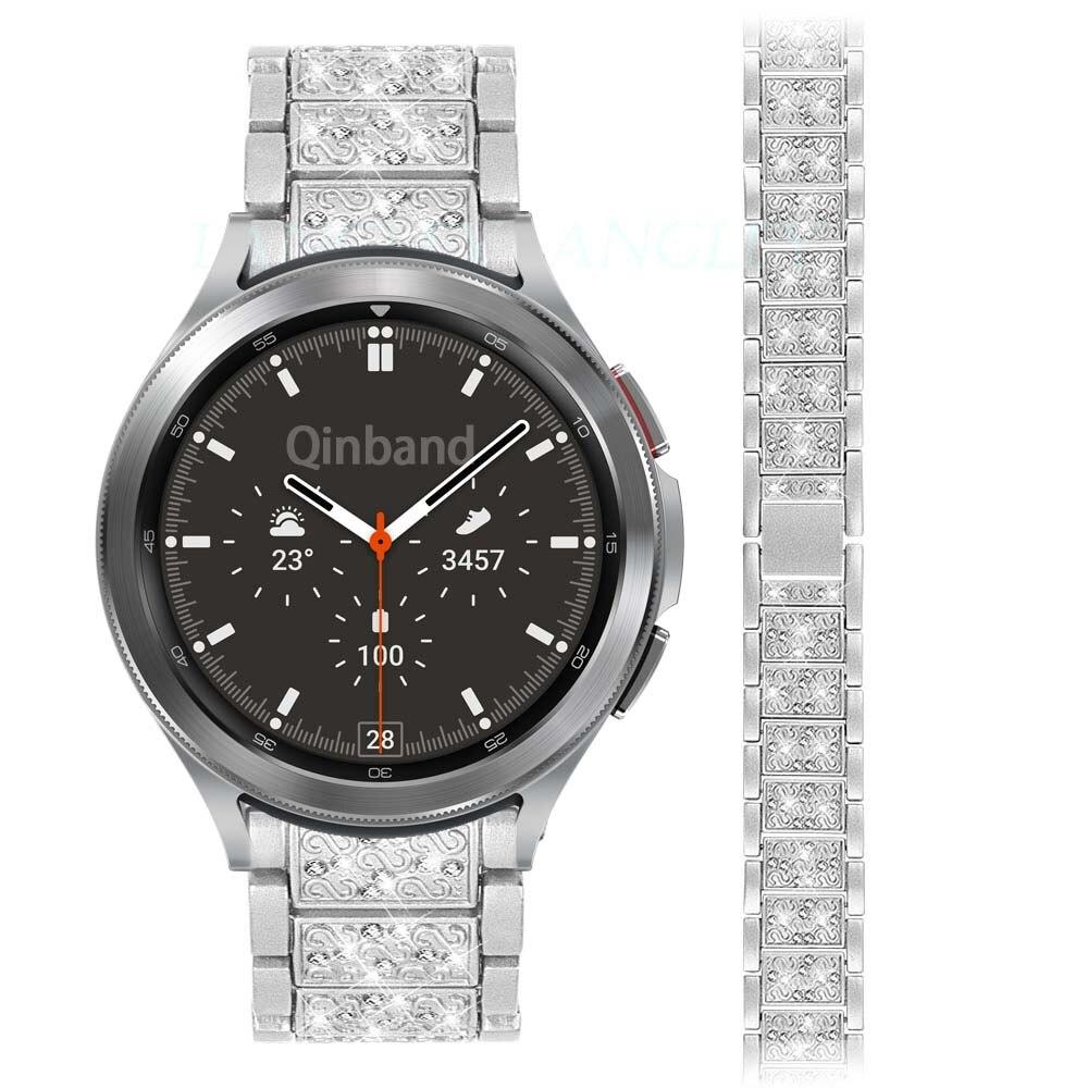 Женский металлический браслет с бриллиантами 20 мм 22 мм для Samsung Galaxy Watch4 40 42 мм для Huawei watch 3 pro, ремешок для часов из нержавеющей стали