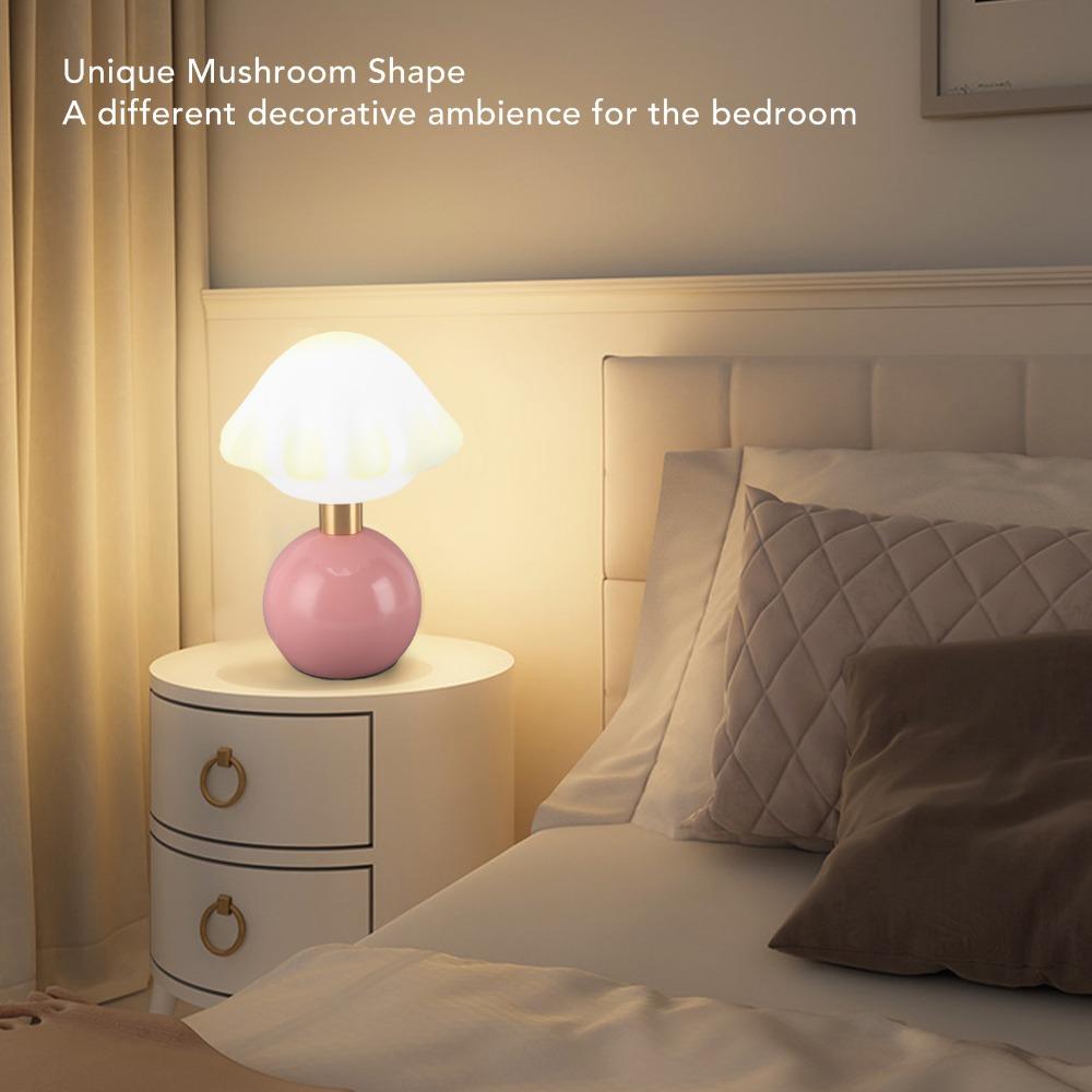 USB Plug In LED Table Lamp Mushroom Desk Night Light Cute Decorative Desk Lamp  Bedside