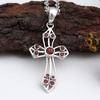 Garnet Gemstone Solid 925 Sterling Silver, Cross Pendant, Necklace, Wedding Engagement Gift, Statement Jewelry, Unique Gift, Boho Jewelry