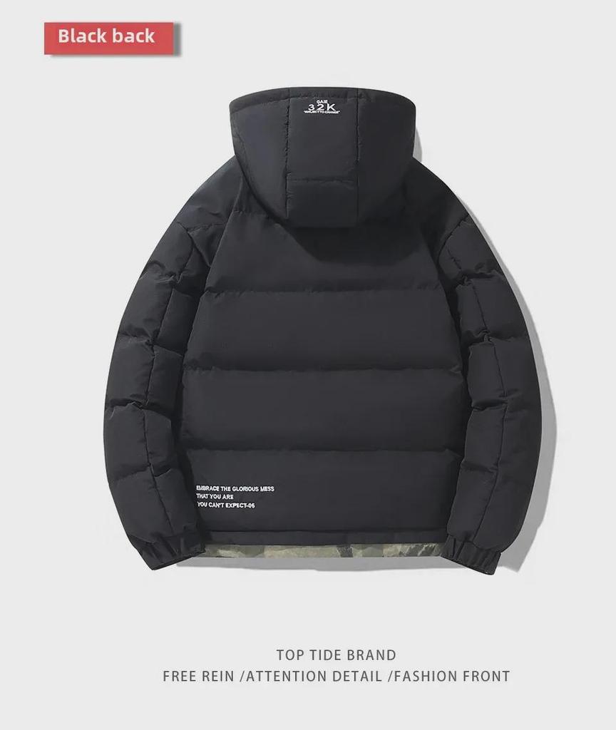 Мужская хлопковая куртка с капюшоном: Модный пуховик в корейском стиле для осени и зимы