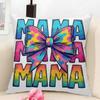 Leopard print with bow mama Cushion Cover Natural Linen Organic Fabric DoubleSided Printing Couch Pillow Covers Home Decor