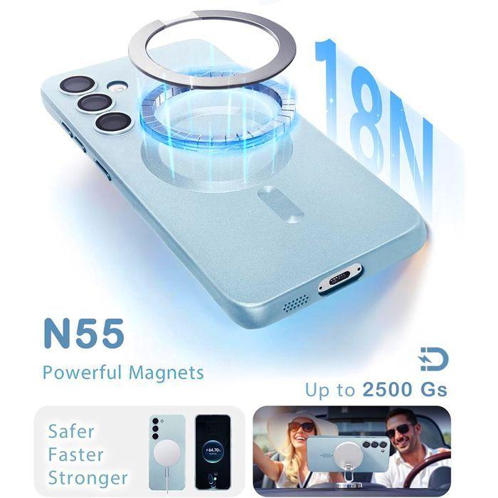 Coque de Protection - BOOLING - pour Samsung Galaxy A17 4G/5G - Silicone Slim avec Cercle Magnétique Bleu