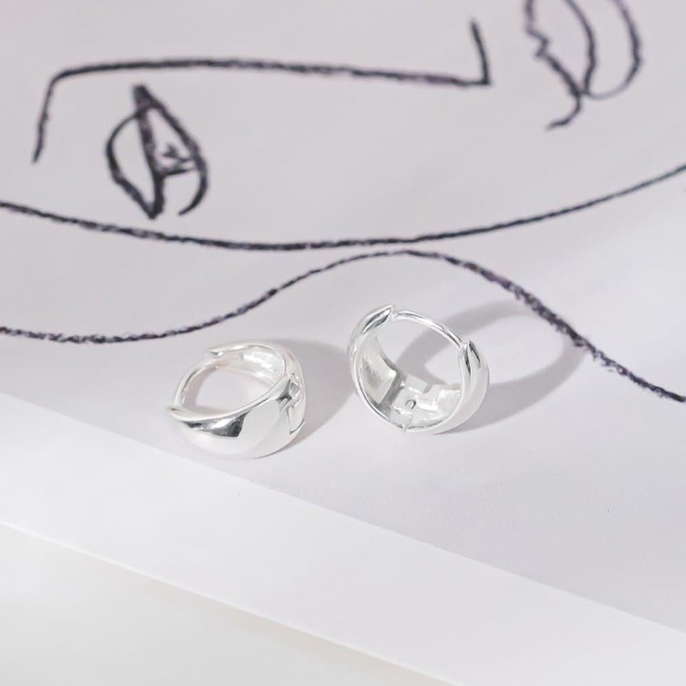 [Celebrity Wear] 925 Silver Anybold One-Touch Ring Earrings W