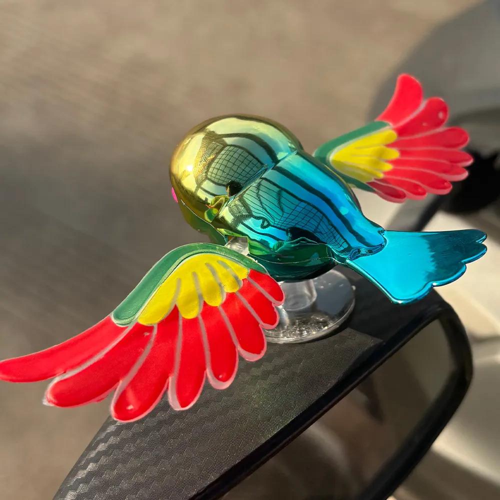Flying Parrot Bird With Movable Wings For Car Motorcycle Helmet Pinwheel 14.5 Decoration