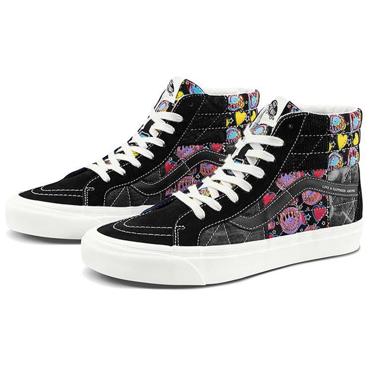 Vans SK8-Hi Вышитые холщовые высокие кеды Унисекс Черный Мультицвет VN0A54FBA5J