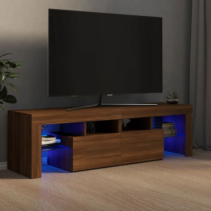 VidaXL TV Cabinet with LED Lights Brown Oak 140x36.5x40 Cm, Tv Stand, Media Cabinet, Hifi Cabinet, Tv Unit, Unit 822643
