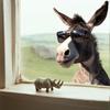 Fully Transparent Simulated Donkey Wearing Sunglasses Wall Stickers For Children's Room And Living Room Wall Decoration Self-adhesive.