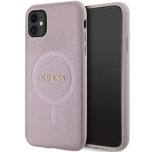 Etui do iPhone 11 Guess Saffiano MagSafe Różowe