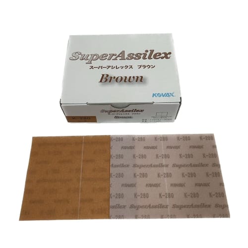 KOVAX Super Acilex Brown Sheets (Box), Velcro, 170mm X 130mm, #280 Equivalent, 50 Sheets Per Box