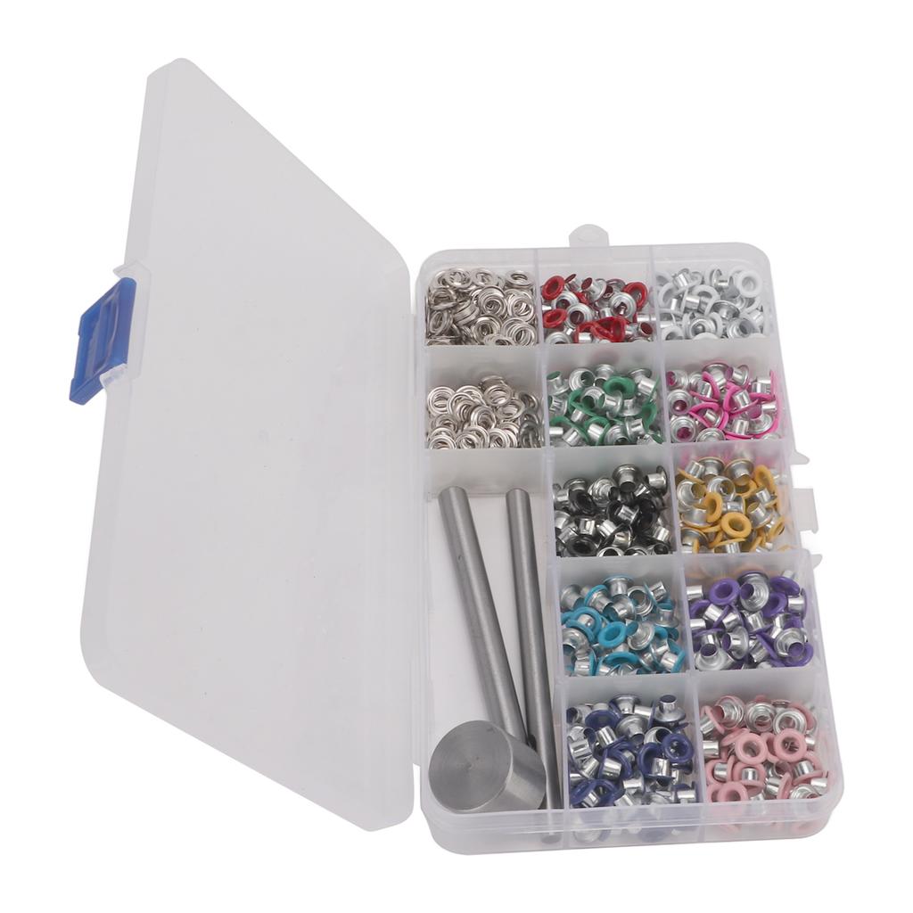 4mm Grommet Tool Kit Multicolor DIY Decorations Eyelet Grommet Kit with Transparent Storage Box