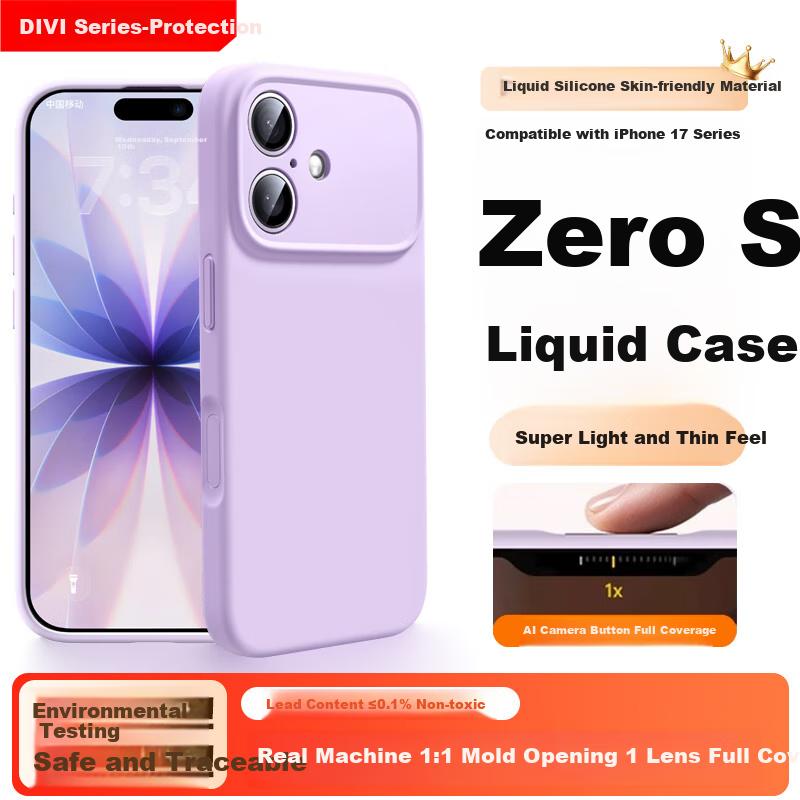 DIVI Liquid Silicone iPhone 17 Case Full Body Protection Anti-Drop Anti-Scratch Anti-Shock Skin-Friendly Ultra Thin Soft Purple