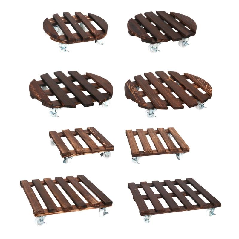 Multiple Use Outdoor Wood Planter Base Swivel Wheel Design Weatherproof Construction For Effortlessly Plant Movements