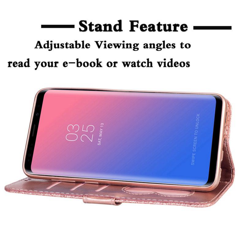 Чехол-кошелек с блестящими кожаными откидными чехлами на молнии, сумка для телефона для iPhone Samsung Xiaomi Redmi Huawei Honor