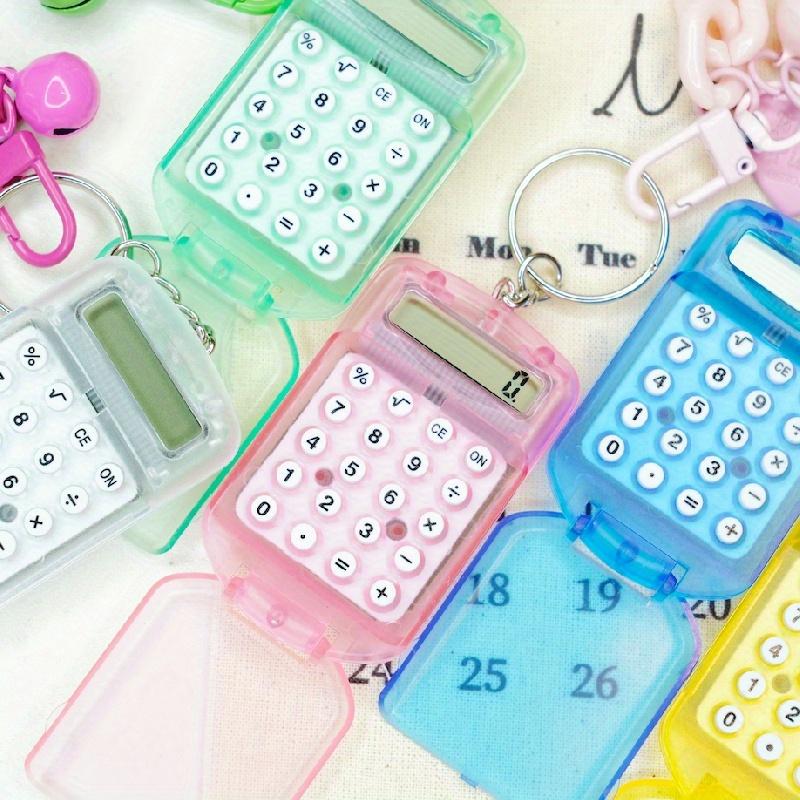 8 Bit Mini Calculator Exquisite Keychain Cute Hanging Flip Calculator Student Supplies Jelly Color Portable Learning Daily Acces