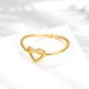 Exquisite Gold-Plated Heart-Shaped Open Ring, Women'S Adjustable Ring, Versatile Romantic Accessory For Daily Use