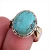 Натуральный тибетский бирюзовый драгоценный камень двухцветное серебро 925 пробы кольцо размер 9 w7Y11