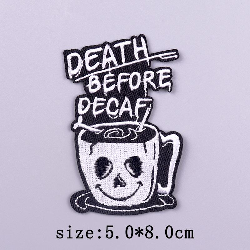 Skull Patch Punk Embroidered Patches For Clothing Stripe Badges Letters Patch Iron On Patches On Clothes DIY Hook Loop Stickers