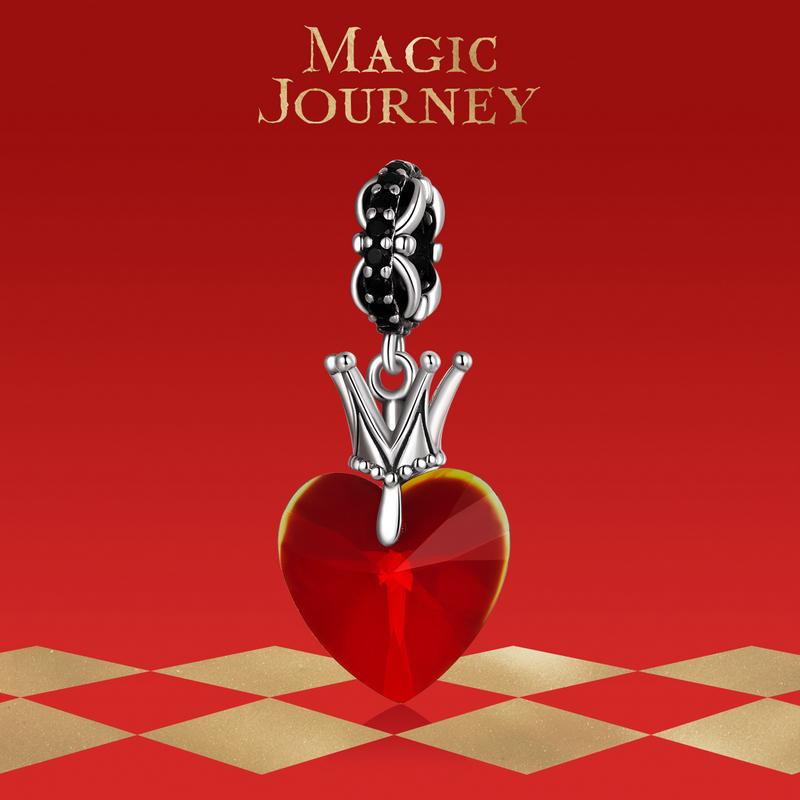 WOSTU Стерлингового Серебра 925 пробы, модная волшебная Корона, красное сердце, подвеска из бисера для женщин, подходит для оригинального браслета «сделай сам», ожерелье, ювелирные изделия