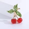Rhinestone Cherry Fruit Brooch Enamel Alloy Simple Brooch Fashion Women Versatile Pin Accessories