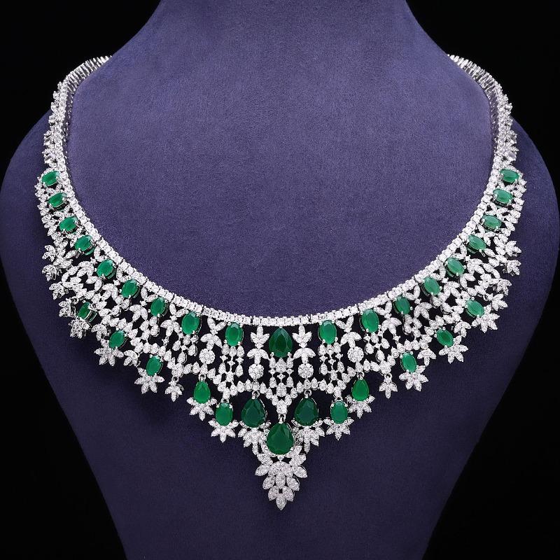 Свадебная цепь Элегантный роскошный набор с красными сапфирами Тяжелая промышленность Ювелирные изделия Женские украшения