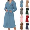 Women's Solid-Color Long-Sleeve Autumn/Winter Warm Bathrobe Plush Homewear Robe Homewear Set