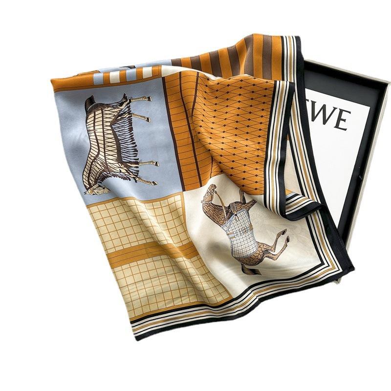Hangzhou Silk 100 Mulberry Silk Large Silk Scarf Women's Color Matching Horse Scarf Wind Versatile Shawl Scarf Dual-purpose