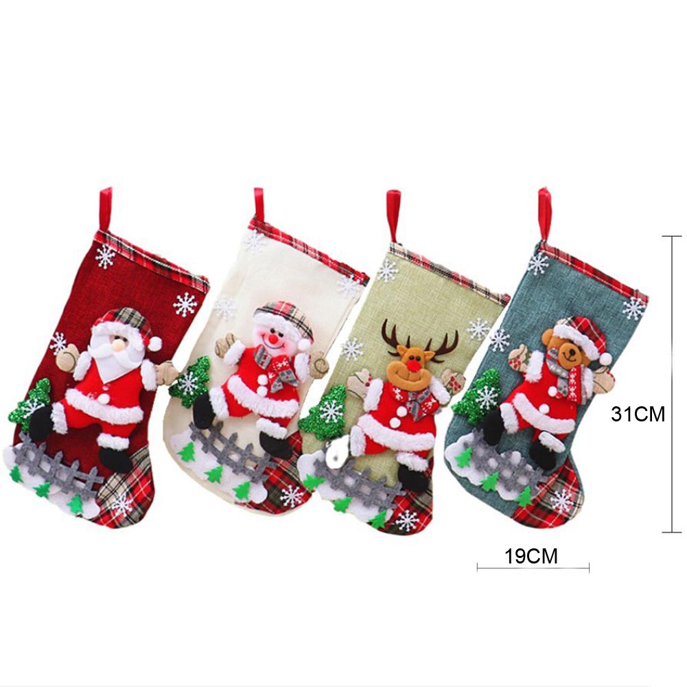 1pc Christmas Stocking, Xmas Stockings for Tree Decoration Christmas Personalised Sock Gift Bag Candy Pouch Bag Ornaments