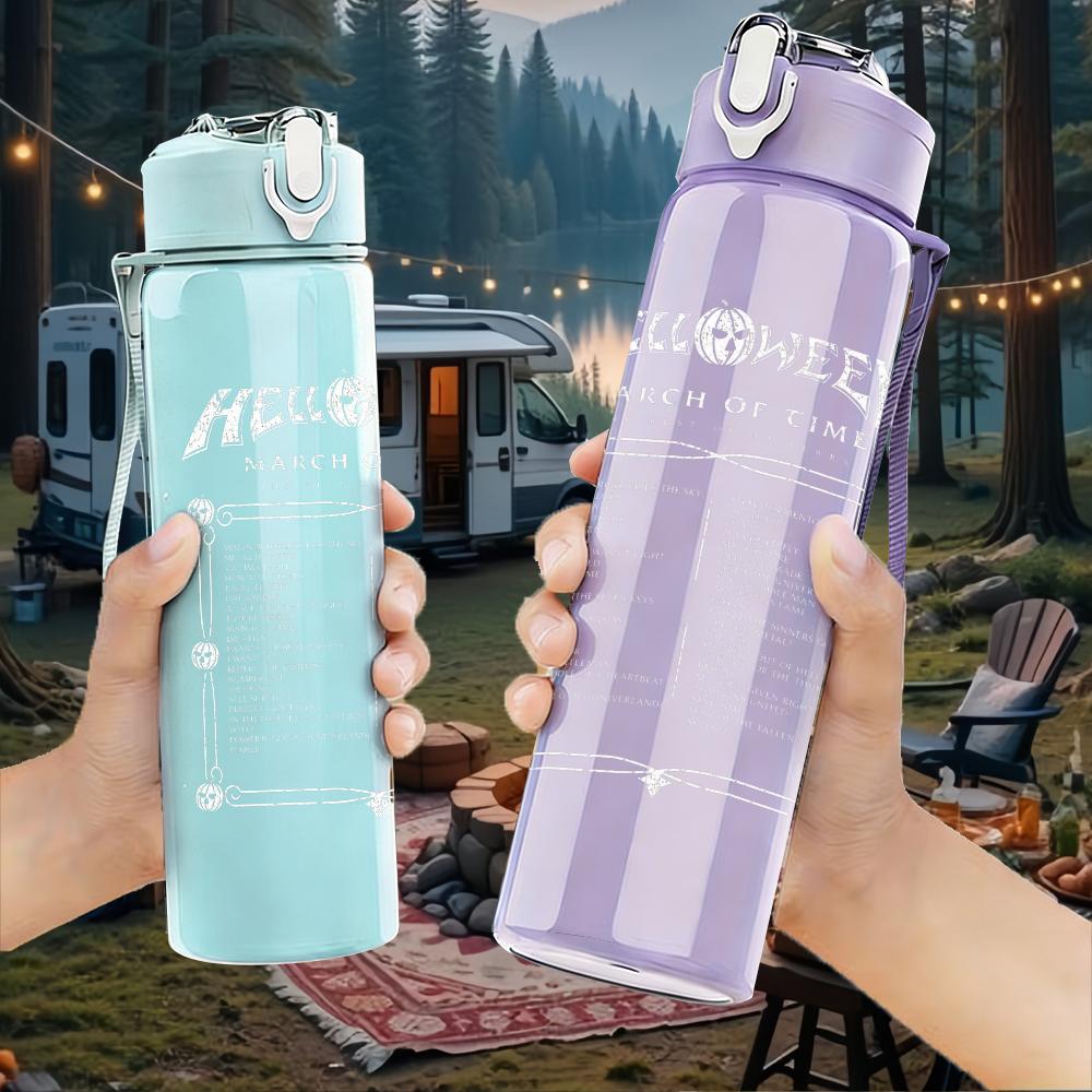 1PC ASA Brand Golden Text Logo Print 750ml colorful plastic sports water bottle leakproof pop up lid with straw for outdoor work home use