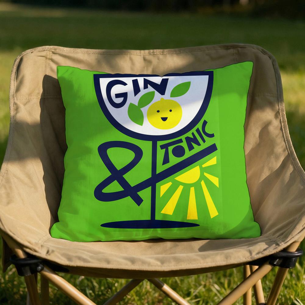 Gin Tonic Cocktail Print Cushion Cover Soft Reversible Durable Pillow Cover MultiScene Use for Home Car Daily Comfort