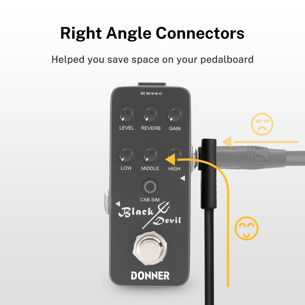 Donner 15cm Guitar Effects Pedal Cable Flat Patch Cable Black 6-Pack