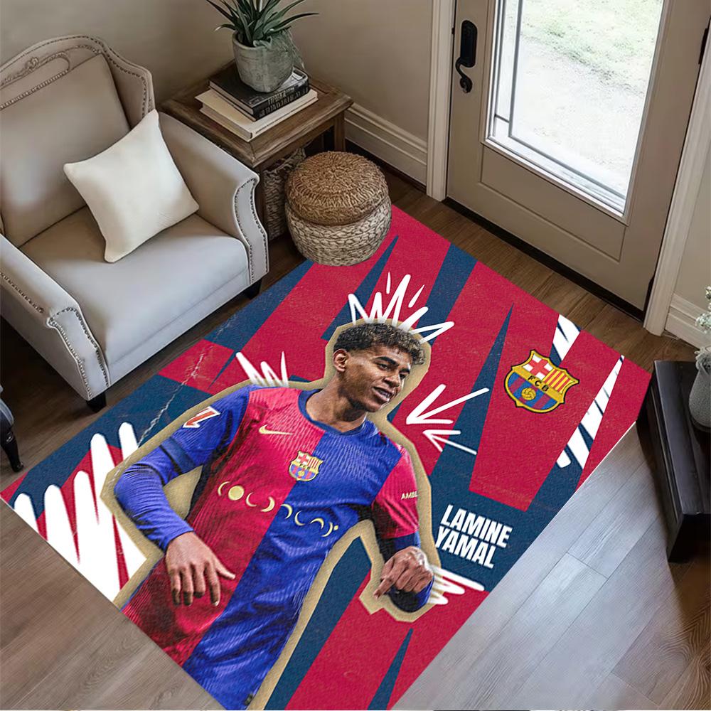 Lamine Yamal's Football Player Action Floor Rug Office Rug Perfect for Dining Room Dormitory Balcony Game Room Anti-slip Rug Office home decor