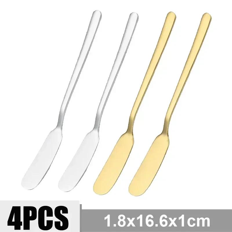 4/1PCS Butter Knifes Stainless Steel Cheese Cutter Knifes Long Handle Bread Jam Spreaders Cream Toast Cutlery Kitchen Gadgets