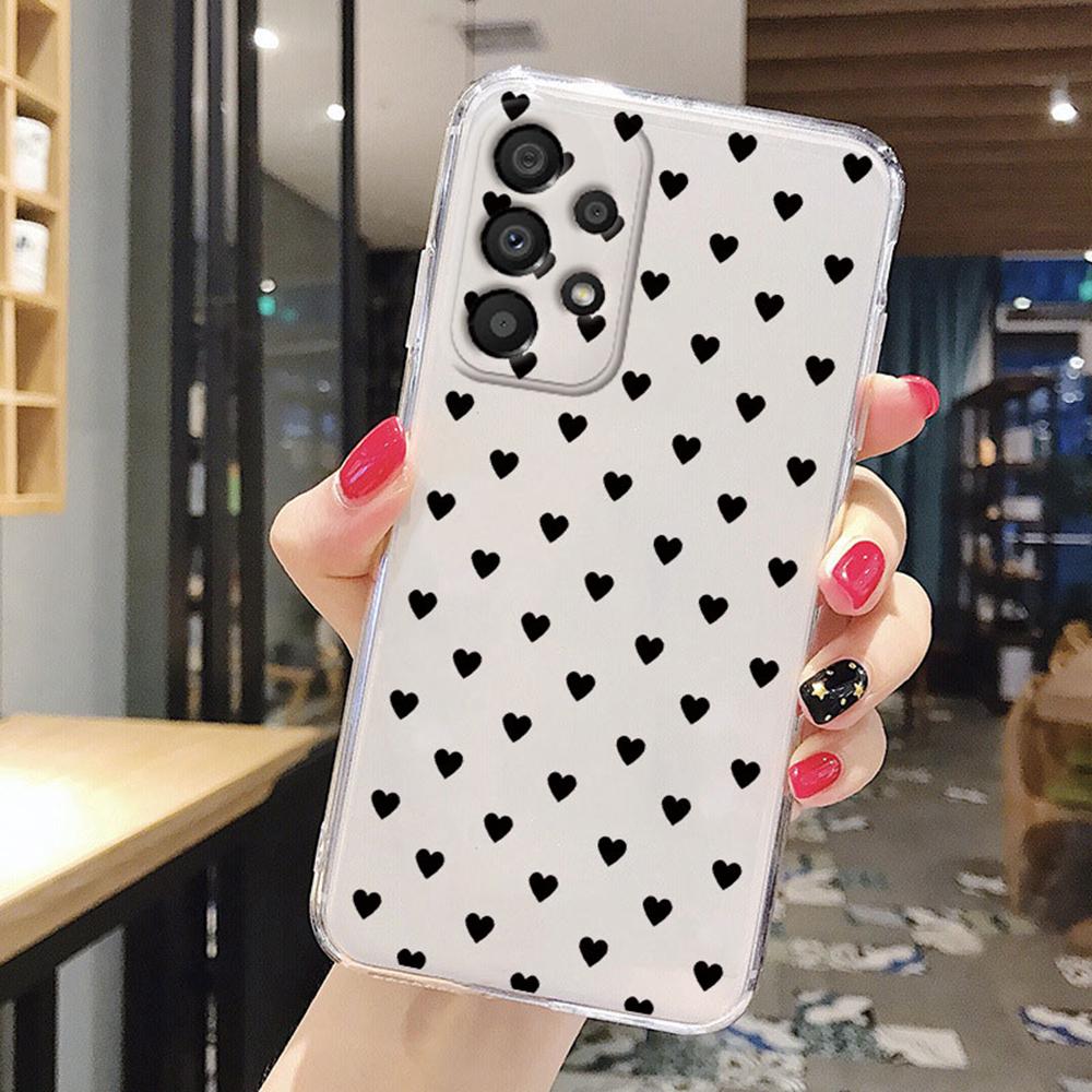 Для Samsung Galaxy A53 A52 A32 A22 A21S A50 A70 A31 A51 Чехол для телефона Сердце Любовь Нежелтеющий Прозрачный Прозрачный Чехол для Пары Задняя Панель