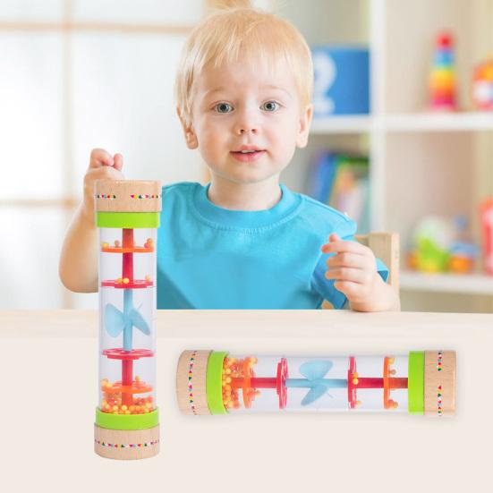 Игрушка из бисера, капли дождя, Rainmaker, развивающая сенсорная трубка-шейкер, погремушка для малышей, музыкальная погремушка с дождем