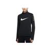 Nike Swoosh Run Logo Print Reflective Half-Zip Casual Sports Fitness Top Women Tops Black CW0293-010