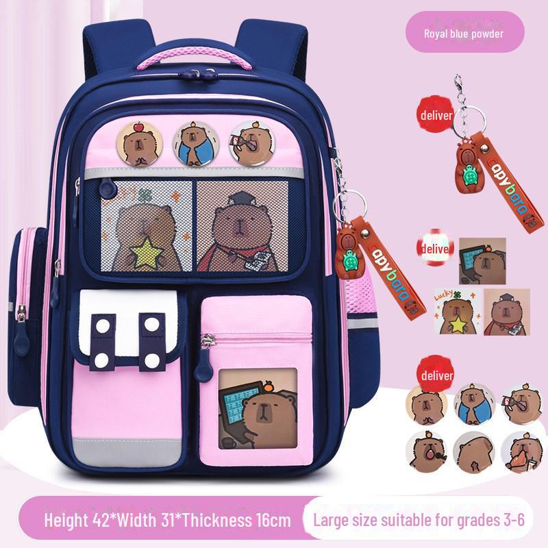 Легкий рюкзак большой вместимости Capibara для девочек начальной школы, 1-6 класс, с защитой позвоночника