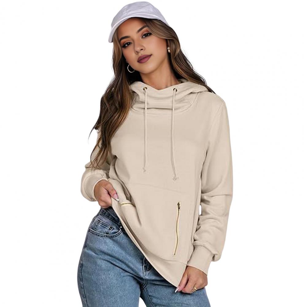 Толстовка Lady Dall Winter Hoodie с карманами на молнии, эластичными манжетами, однотонным шнурком, длинными рукавами, в стиле преппи, с капюшоном, спортивная, Fitne