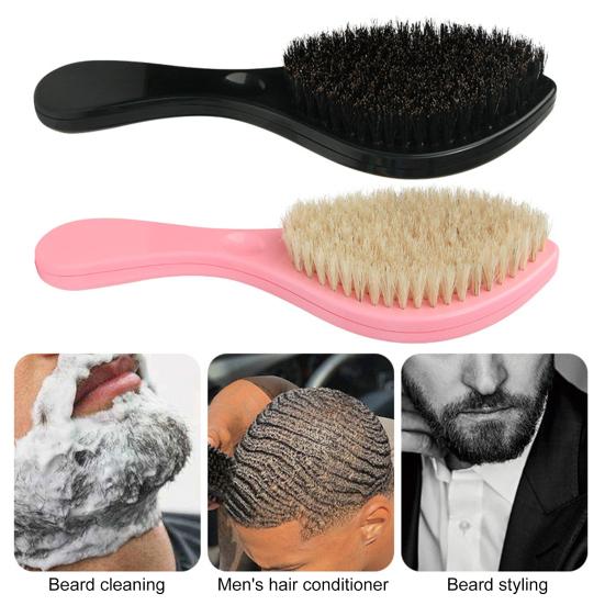 Men Beard Brush with Ergonomic Handle Nylon Boar Bristle Curved Wave Beard Straightener Brush Home Salon Men Mustache Grooming Styling Tools