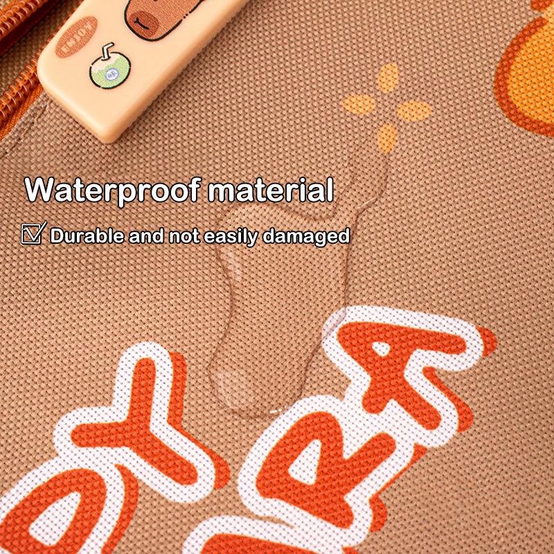Модная симпатичная сумка для хранения, большая вместимость, детская сумка, водонепроницаемая, мультяшная, капибара, сумка на молнии, прочная сумка для документов